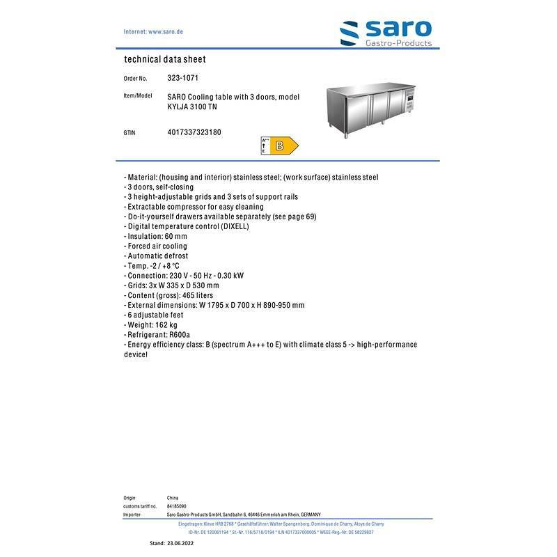 Saro Kølebord KYLJA TN-KYLJA 3100 TN - Billede 3