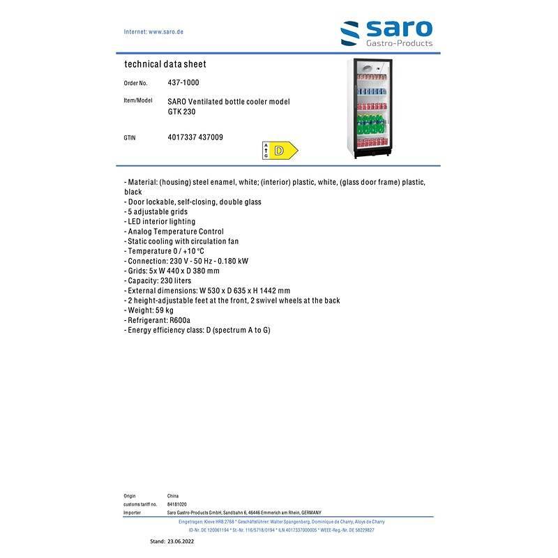 Saro Køleskab med ventilation GTK 230 - Billede 3